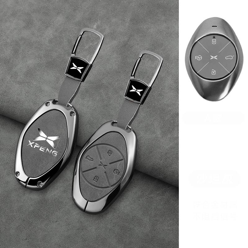 Interior Mouldings Alloy+Leather Car Key Fob Cover Case Shell For Xpeng Xiaopeng P7 P7i P5 G3 G3i G9 G6 22-23 Holder Interior Ke