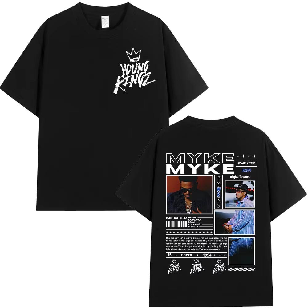 Myke Towers T-Shirt Vintage Washed Cotton Graphic Tee Unisex Oversized Crew Neck Short Sleeve Latin Trap Streetwear Top Merch Gift