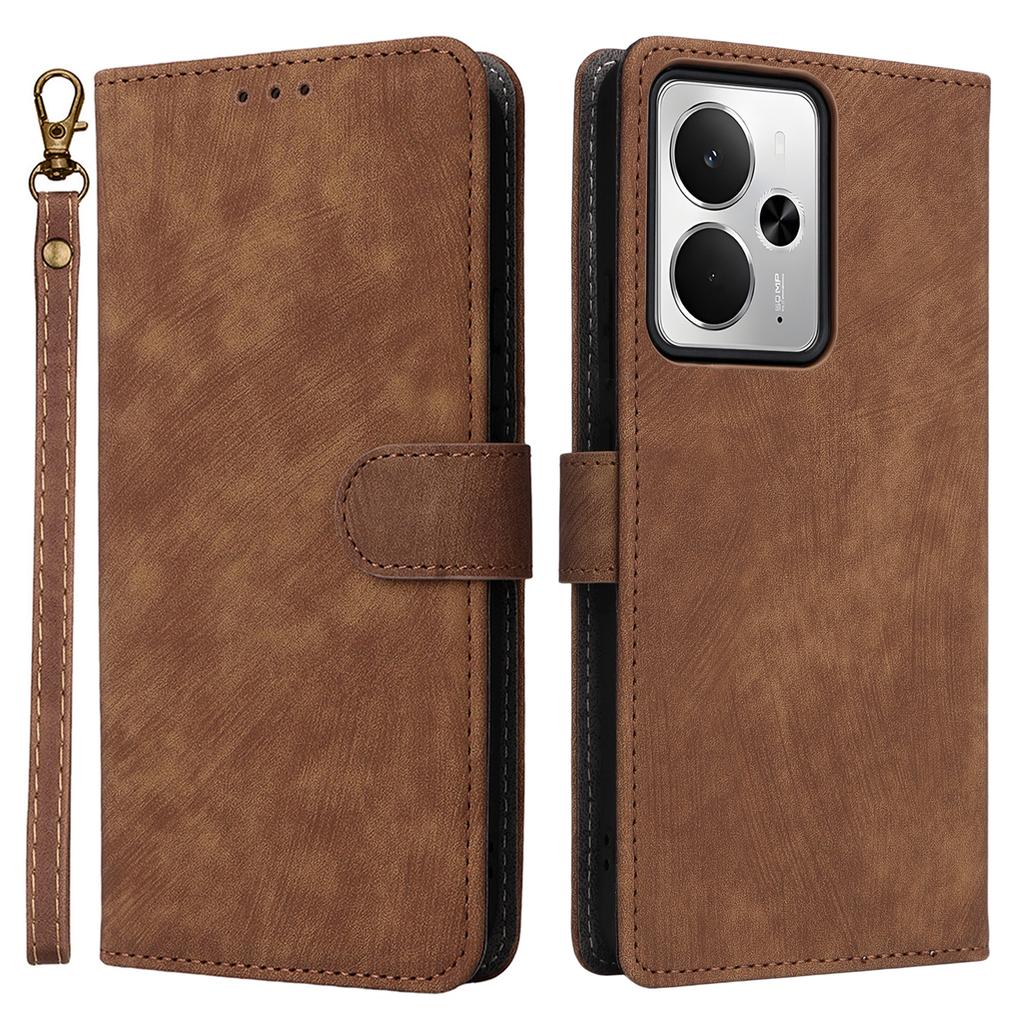 För Realme 14T 5G/14 5G Fodral Plånbok RFID-Blockerande PU Läder Skydd Ställ med Rem