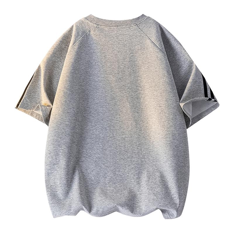 Striped Loose Round Neck T-shirt Men's Summer Casual Short-sleeved T-shirt