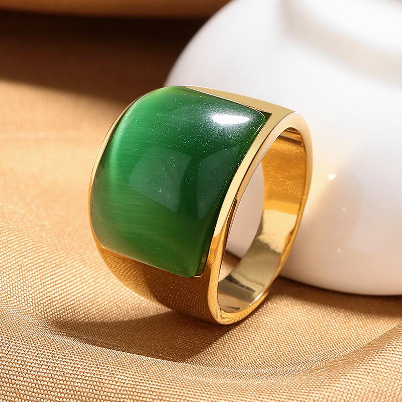 2026 European and American Retro Wide-faced Ring Men s Opal Taipan Finger Single Index Finger Ring Simple Geometric Trendy Accessories No. 7 золотой