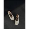 "Sheepskin Edition" Genuine Leather Korean New Cross Ballet Shoes Women's Round Head Light Mouth Versatile Mary Jane Single Shoes Women