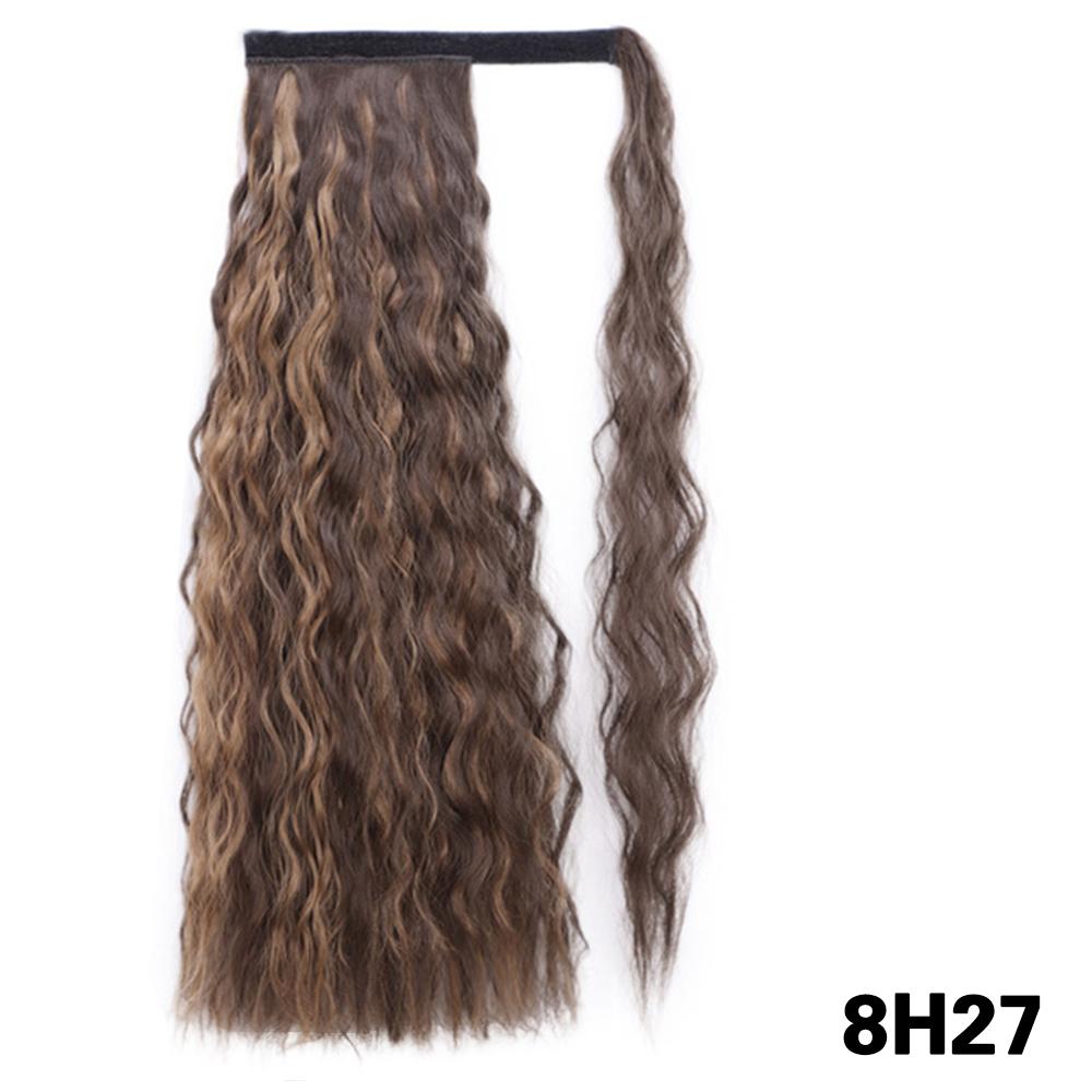 Synthetische Lange Mais Lockige Pferdeschwanzverlängerungen Schwarze Perücke Wickel-Clip-In Pferdeschwanzperücke für Frauen Alltagskleidung