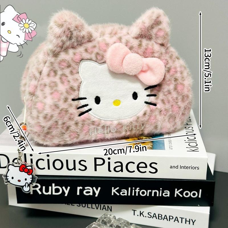 Hello Kitty Pencil Case Large Capacity Plush Pen Holder Hello Kitty Storage Bag Makeup Bag Cosmetics Pouch Desk Organizer Bag