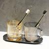 KaYou Luxus-Zahnbürsten- & Mundspülbecher-Set – Eleganter Glasständer & Paarfreundliches Design.