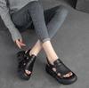 Fashion 5.5CM Summer Handmade Genuine Leather Sandals Women Designer Luxury Hook And Loop Wedges Platform Casual Sandals Women Shoes