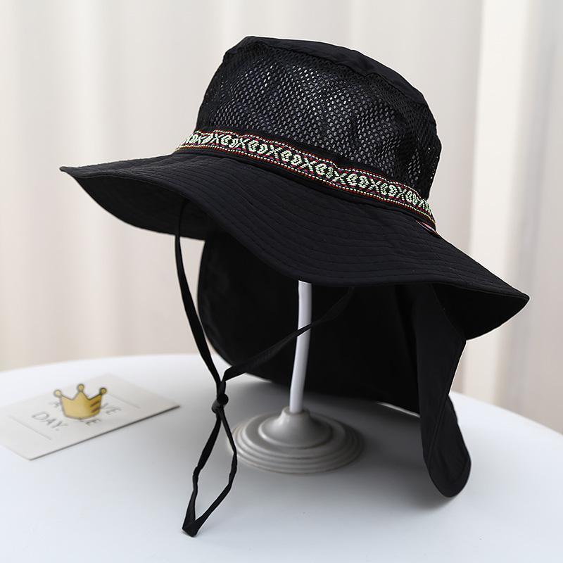 Folding Storage Children's Sunscreen Hat Summer Boys' Mesh Sunshade Big Eave Hat Shawl Hat Neck Protection