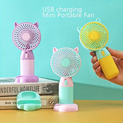 USB Rechargeable Mini Portable Fan - Handheld, Wearable Design for Men & Women -  with 3 Speeds -  for Office, Outdoor, Travel & Camping