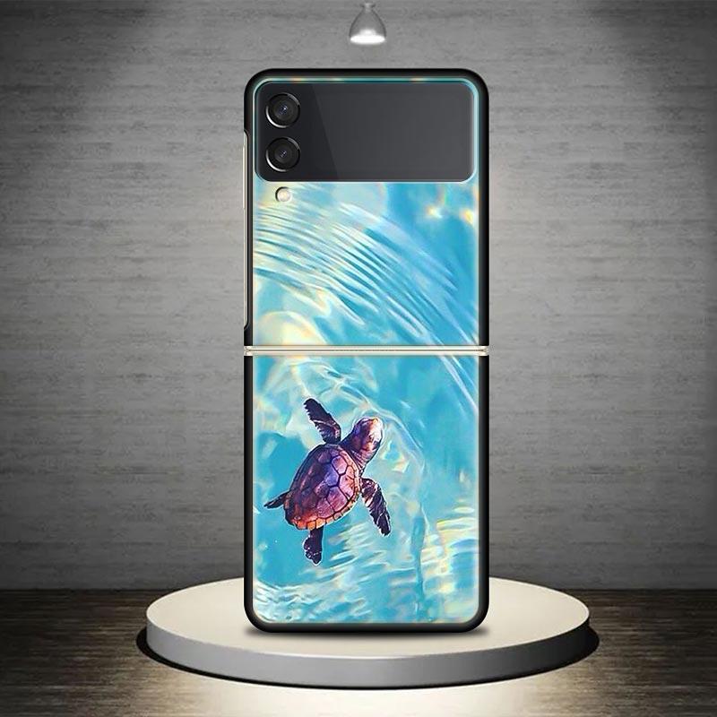 Sea Turtle Aqua Phone Case Cover for Samsung Galaxy Z Flip7 Flip6 Flip 7 6 5 4 3 Flip3 Flip4 Flip5 5G Shockproof Fundas Galaxy Z