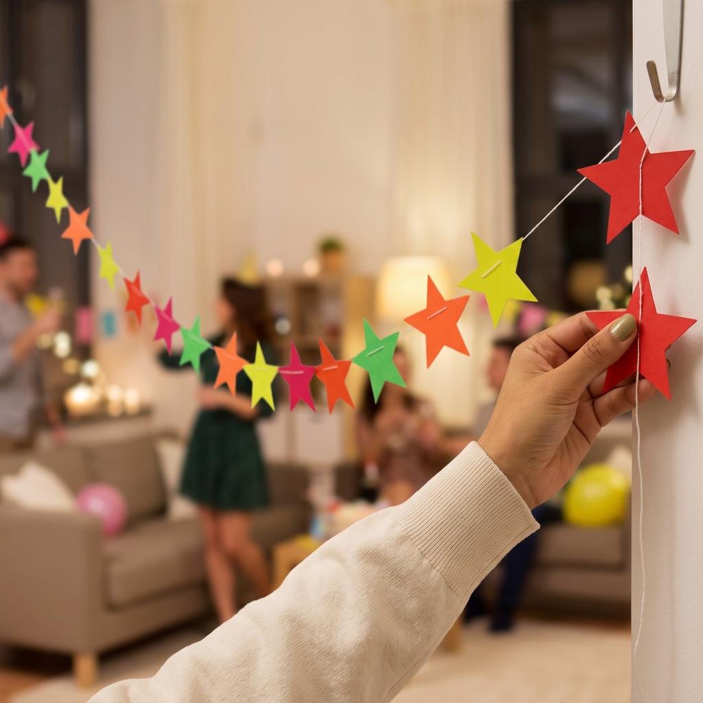 Colorful Star for Party Decoration - Star Shaped Bunting Garland for Birthday, Wedding, Baby Shower Decorations