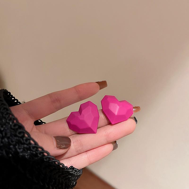 Sweet and versatile double love earrings, Dongdaemun fashion personalized earrings, simple one two-wear earrings