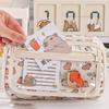 Mehrschichtige Capybara-Schreibwarentasche, transparente Federmäppchen, Canvas, Capybara-Bleistifttasche, große Kapazität, Cartoon-Stiftetasche für Studenten