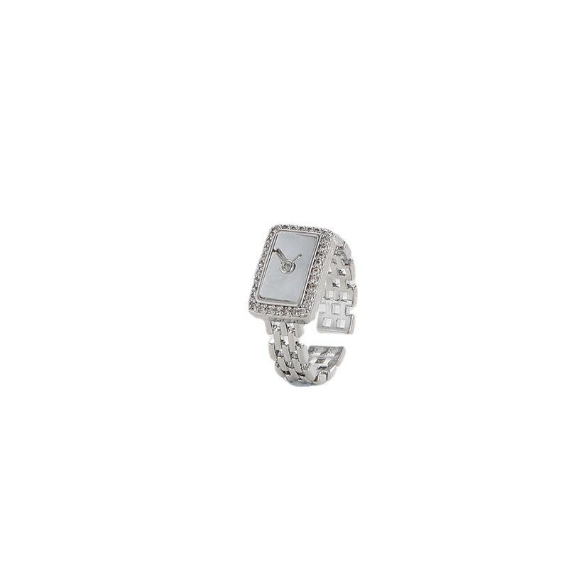 Square clock chain ring, open-ended ring, adjustable and minimalist rings