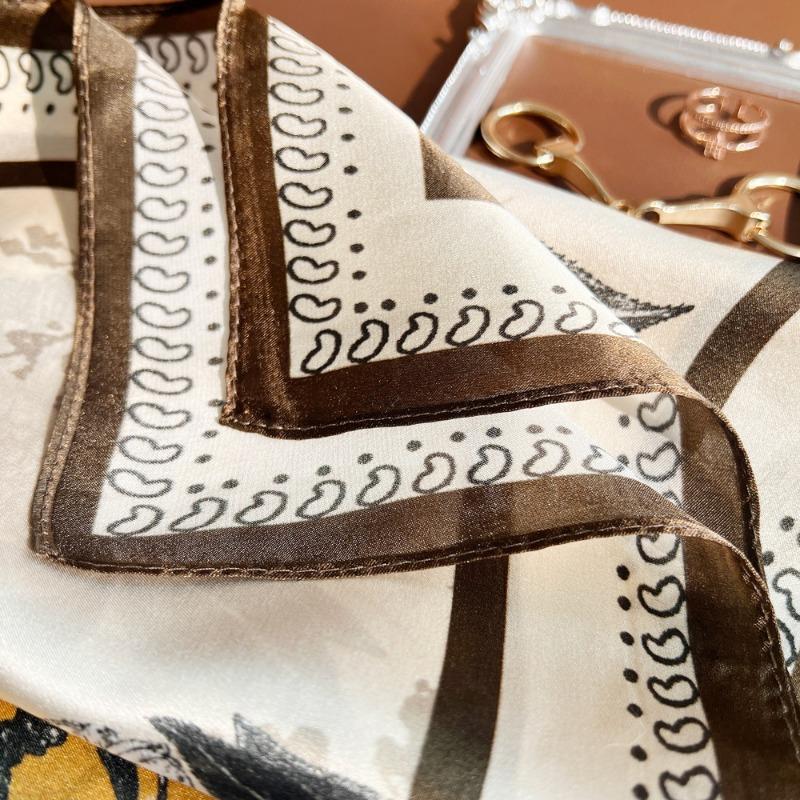 New Yellow and White Daisy Plain Crepe Satin Printed Silk Scarf Spring High-grade Mulberry Silk Small Square Scarf Gift