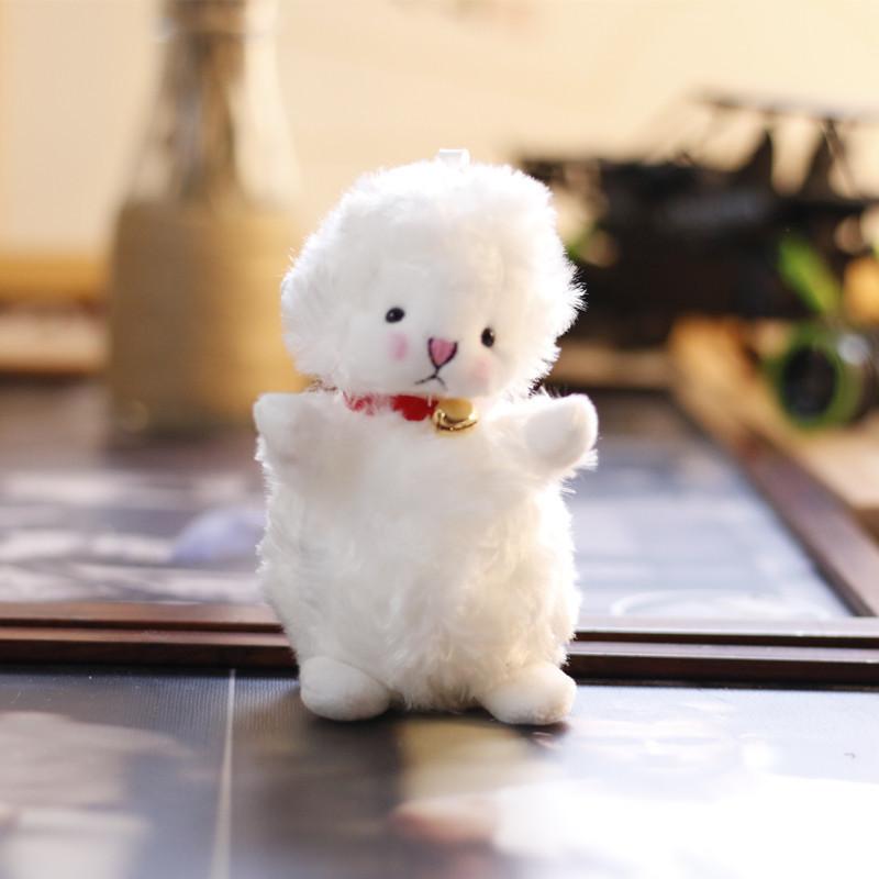 Adorável Mini Ovelha de Pelúcia Brinquedo Animal de Pelúcia Macio Pingente de Bolsa Cordeiro Fofo com Sino