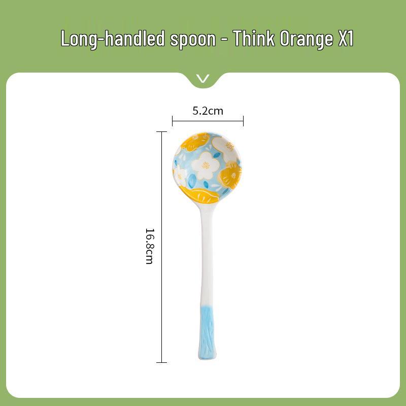 Ceramic Underglaze Twisty Stirring Spoon - Cute Children's Tableware and Dessert Spoon