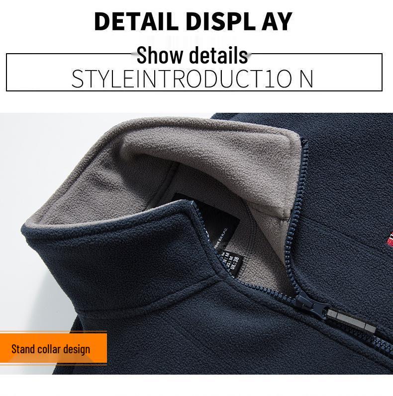 Herren Doppelseitige Norwegische Sherpa Fleecejacke: Business Casual, Outdoor, Warm, Mit Samt gefüttert und dick für Herbst/Winter.