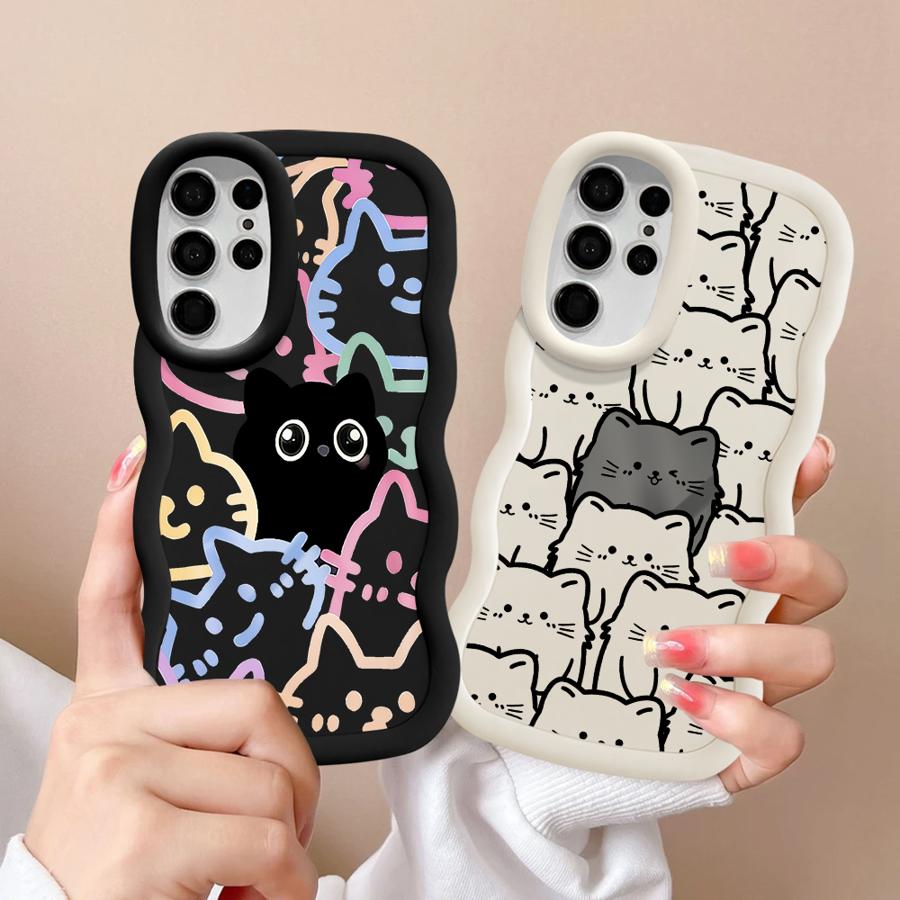 Cartoon Cute Cat Soft Phone Cover Case for Samsung Galaxy S20 FE S23 Plus S25 S24 A25 S21 A26 S22 Ultra A24 A36 A55 A54 A35 A34