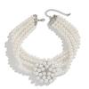 Temperament Small Fragrant Style Multi-Layer Imitation Pearl Flower Necklace Female French Beaded Collarbone Chain Choker