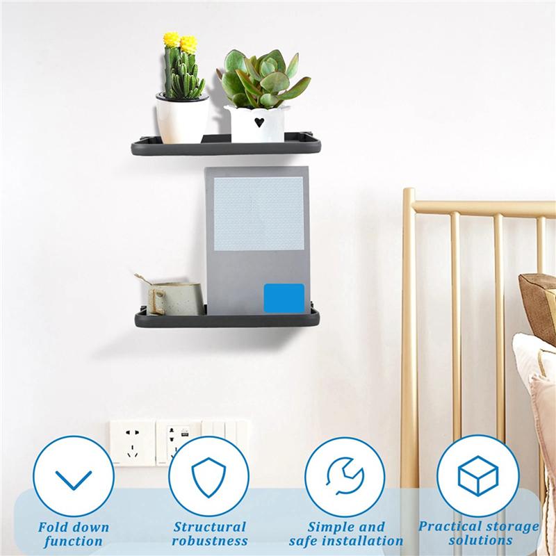 NYTT-2X Husbils Vikbar Hylla Utrymmesbesparande Organizer Aluminium Väggförvaringsställ Husbils Flytande Hylla Lätt att Installera Biltillbehör