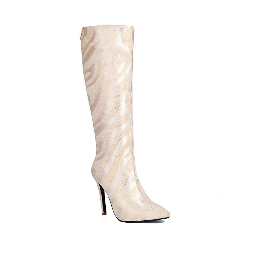 Damen High Heel Stiefel PU Lange Stiefel Gestreift Bequem Stiletto Schuhe Sexy Frühling Herbst Sissy Männer Ausgehen Schuhe