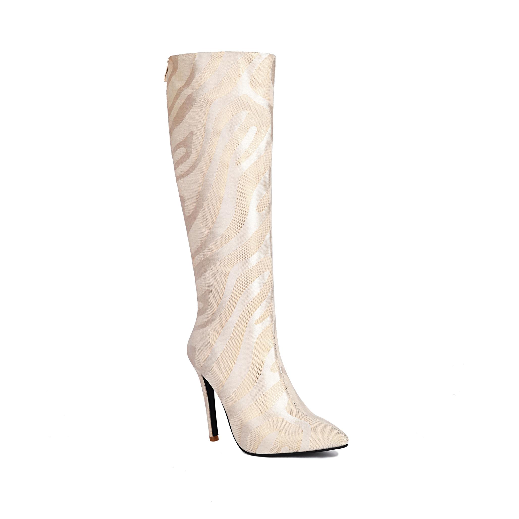 

Женские ботильоны на высоком каблуке из ПУ, длинные ботинки в полоску, удобные туфли-стилет, сексуальные весенне-осенние, для сисси-мужчин, для выхода в свет 4.5 бежевый