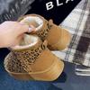 Winter snow boots women's short tube thickened bread shoes velvet warm leopard print cotton boots