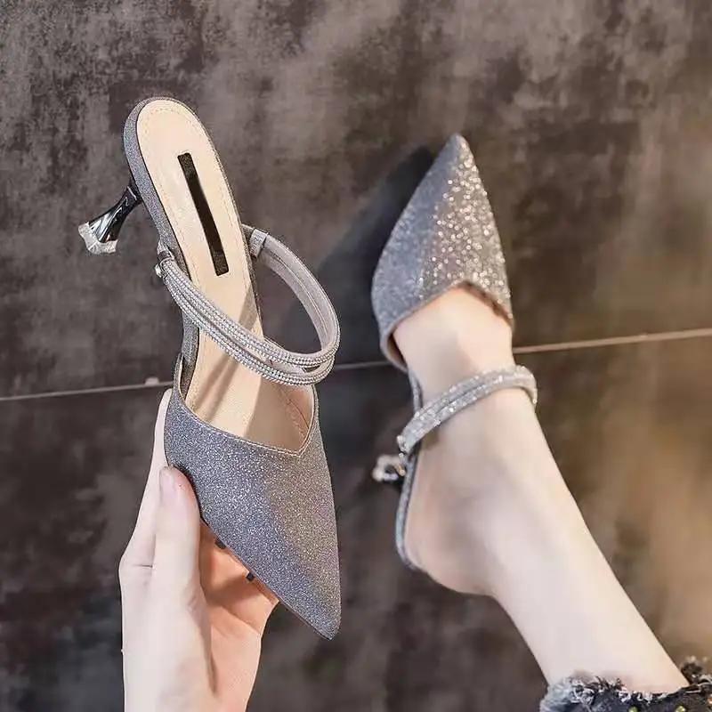 Fashion High Heels Pointed Toe Sandals for Women On Offer The Best 2025 Luxury Woman Shoes Sales Trend New Breathable Fashion Pvc Sandal