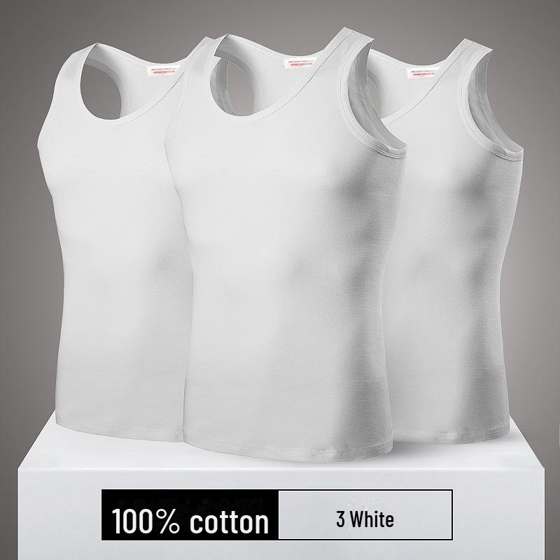 

Комплект из 3 мужских хлопковых эластичных белых жилетов тонкой нити, 40 нитей, I-образный дизайн. L (recommended for 45-55kg)