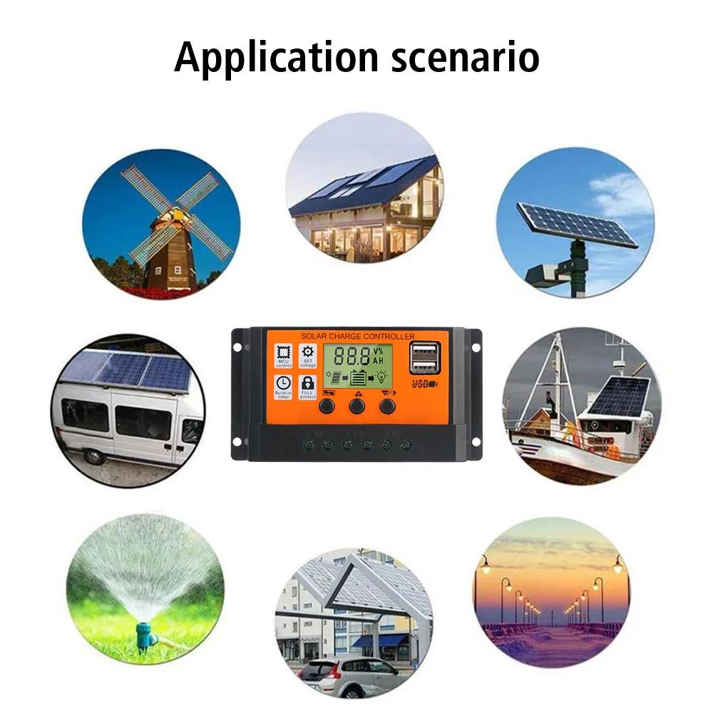 LCD Accessories 10A, 10A 20A 30A 12V 24V Automatic Identification Solar Controller Photovoltaic Regulator Color Screen Timer