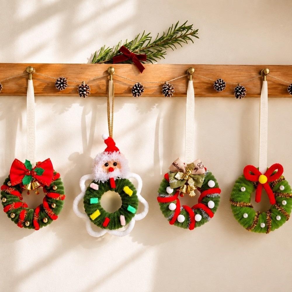 Small Size Christmas Mini Wreath Vibrant Colors Holiday Hanging Pendant Xmas Lovers
