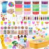 UQTOO DIY Slime Kit with 16 Pieces, Crystal Clay, Beads, Fruit Slices, Colorful Foam