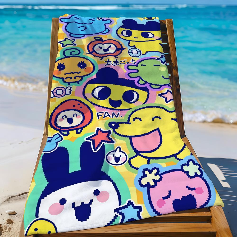 Cartoon T-Tamagotchi Towel Quick Drying Beach Towels Are Suitable For Swimming Pools Camping Yoga And The Gym