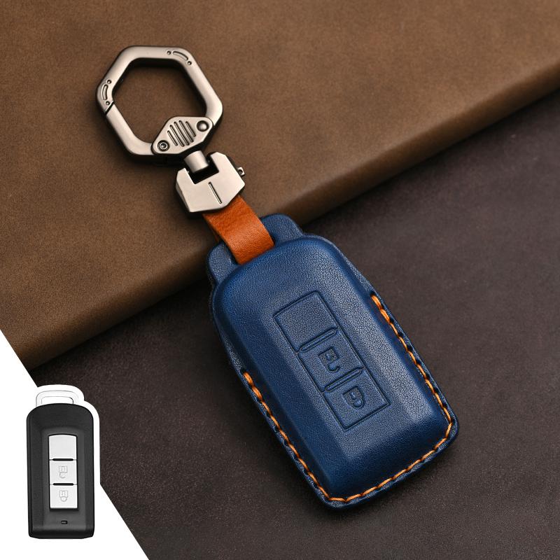 Genuine Leather Protector for Mitsubishi Lancer 10 Outlander Ex Asx Rvr Eclipse Cross Pajero Sport L200 Key Case Cover Fob