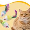 Electspark Toys, Furry Rattle Mouse Toy Interactive Toy with Feather Tail, Faux Toy 5.5” Realistic Size Mice Toy for Bored Indoor Adult