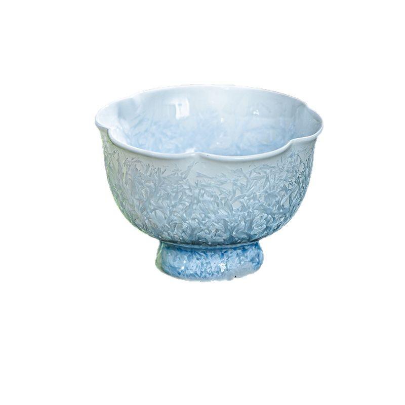 Crystal glaze ice crystal blue flower mouth cup Master Cup Teacup Single cup ceramic