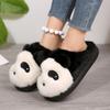 Fashion Cute Panda Fluffy Fur Indoor Slippers Women 2025 Winter Warm Short Plush Flat Heel Home Slippers Comfort Non Slip House Slides