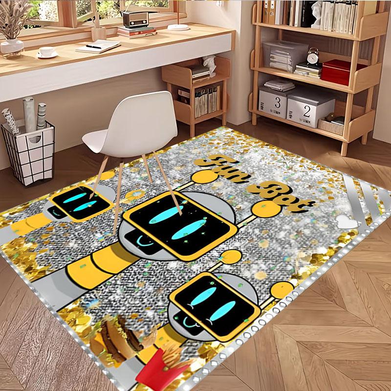 Cosmic Bot Crew Print Rug, Washable Floor Carpet, For Entryway Dorm Laundry Room Office Study, Home Decor Birthday Christmas Gift