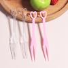 500Pcs Mini Disposable Heart Fruit Fork Mini Snack Cake Dessert Home Dining Plastic Food Fruit Pick Toothpick Bento Party Decor