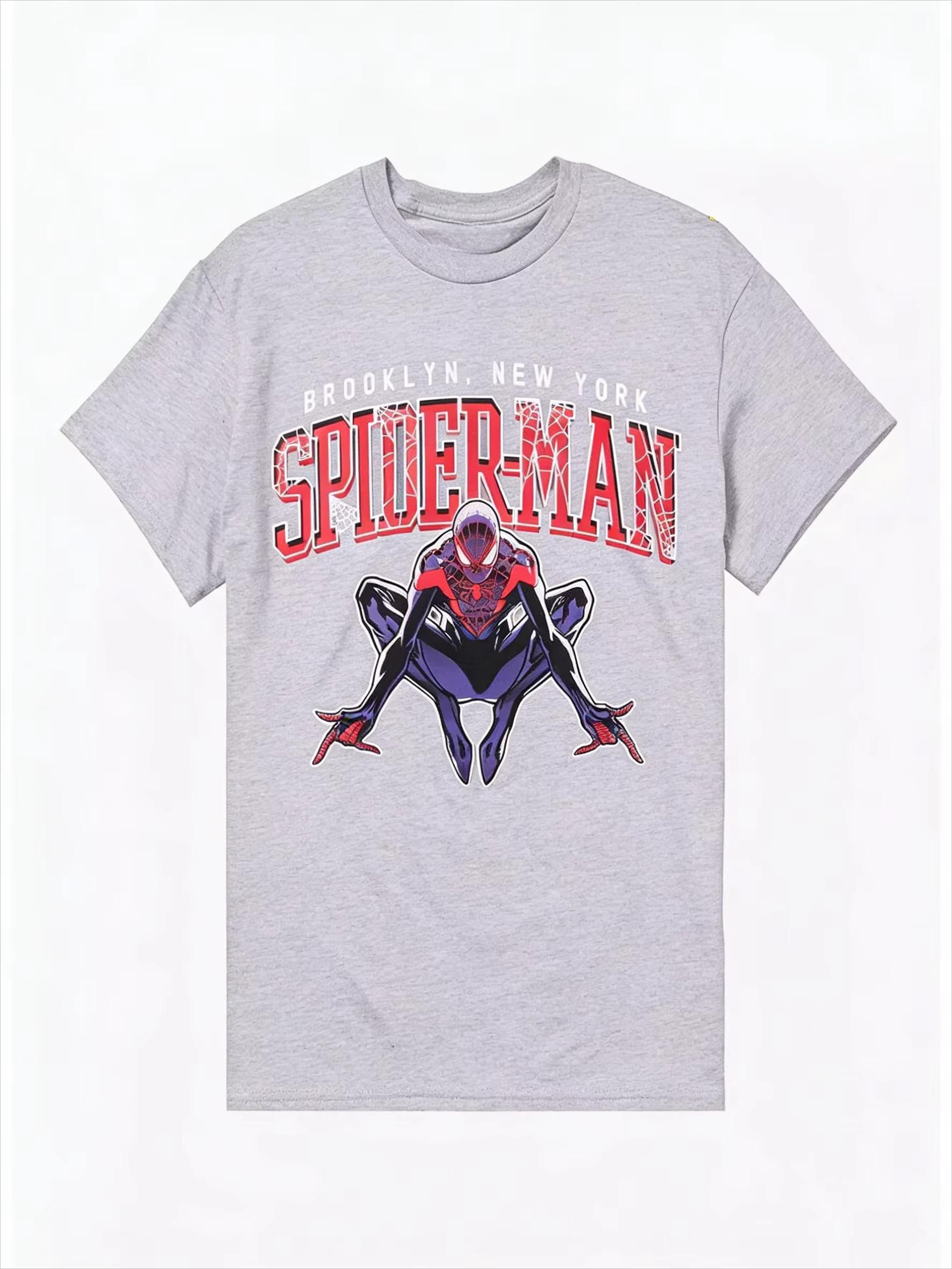 

Marvel 2026 Stylish Marvel SpiderMan Miles Brooklyn Comic Graphic Short Sleeve Plus Size Casual TShirts for Men 4XL