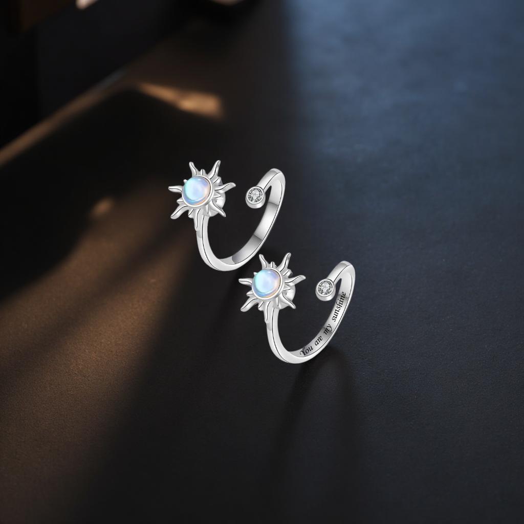 Bohemia Sunflower Rotatable Decompression Rings For Girls Anti Anxiety Relaxing Adjustable Open Wedding Aesthetic Ring