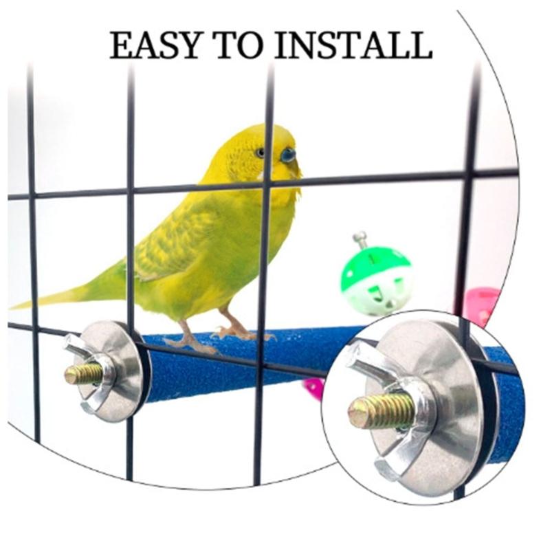 Wood Bird Perch Stand With Rotating Bells Balls Cage Exercise Toy For Conures Parrotlets Cage Entertainment Activity Toy