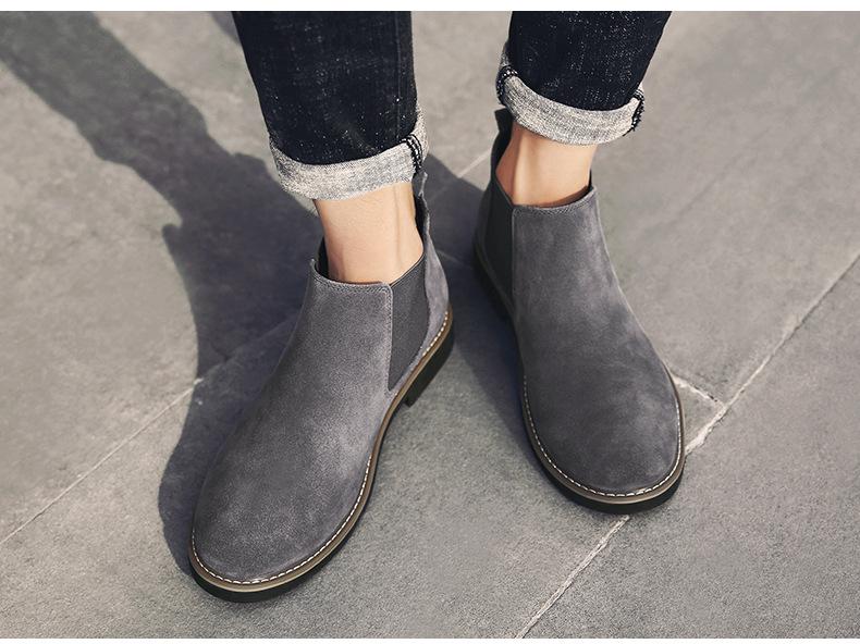 Bottes Chelsea en Cuir Tendance pour Homme Jeune: Baskets Montantes Respirantes en Daim pour un Usage Décontracté et Formel