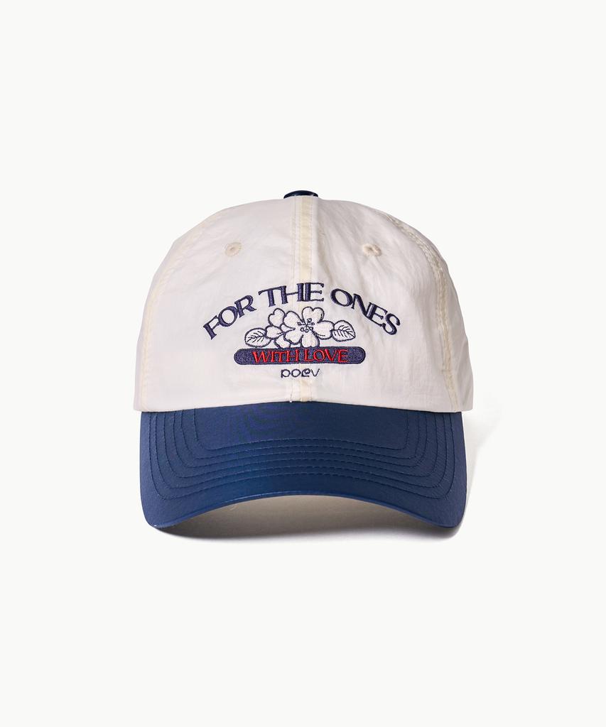 POEV Flower Shirring Ball Cap - White/Navy