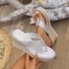 Fashion 2025 New Women Wedge Sandals Fashion Woven Band Flip Flops Thick Sole Beach Sandals Lightweight Comfort Clip Toe Shoes Female