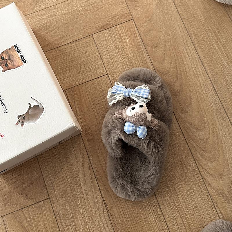 Allsidige tegneserieanimasjonsmelk Huhu Mao Baotou slepe damesko sesongmote avslappet stil komfortable hjemmesko