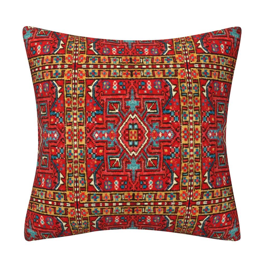 Kissenbezug inspiriert von türkischen Teppichen: Traditionelles Medaillonmuster in sattem Rot & Marineblau Böhmische Wohnkultur Kissenbezug