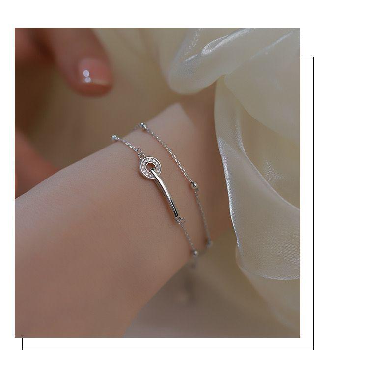 Women's 999 Sterling Silver Double Layer Luxury Bracelet - Summer Stacked Design