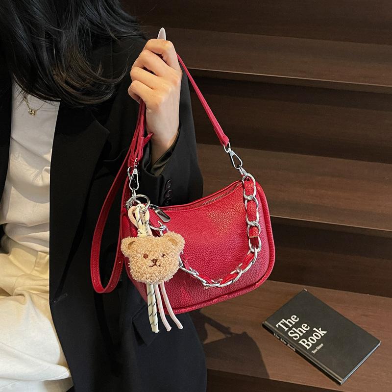 

High-end niche bag women s 2025 new versatile fashion crossbody bag trendy retro chain handbag бордовий