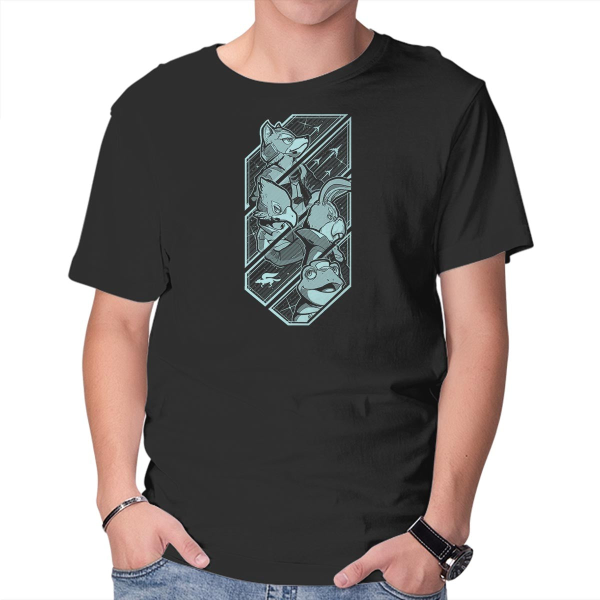 Unisex Crew Neck T-Shirt Lylatian Defenders Graphic Short Sleeve Casual Tee XS